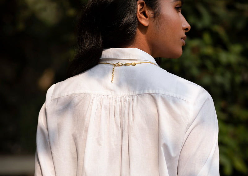 Cantonese Collar Top - White