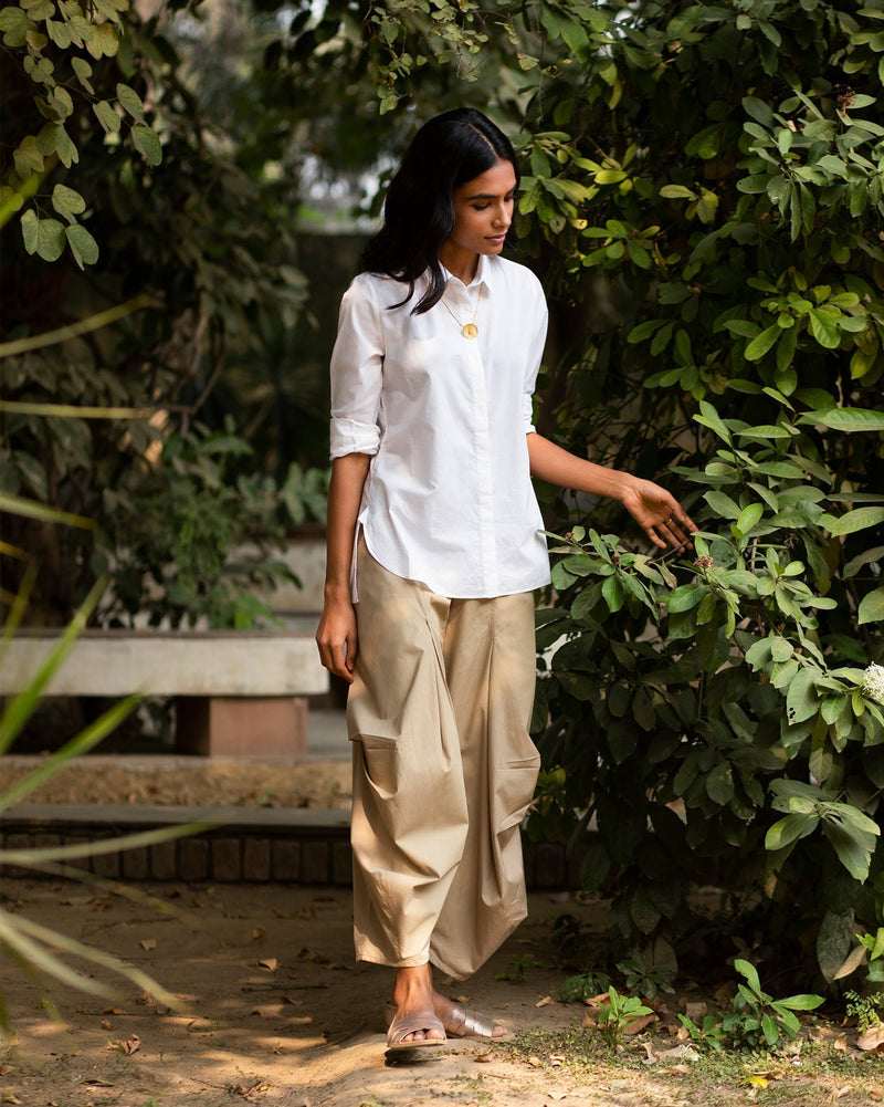 Cantonese Collar Top - White