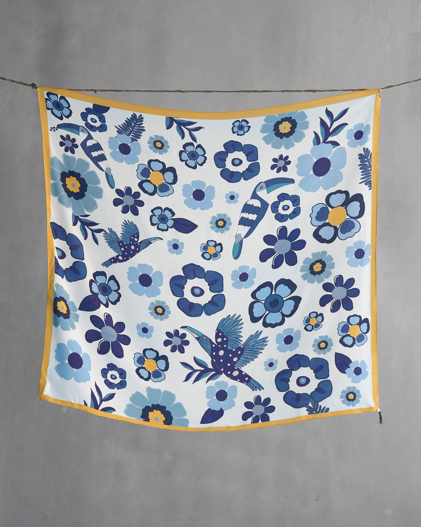 Bagan Bagh Scarf - Ivory & Navy
