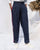 Pleated Narrow Trousers - Navy & White