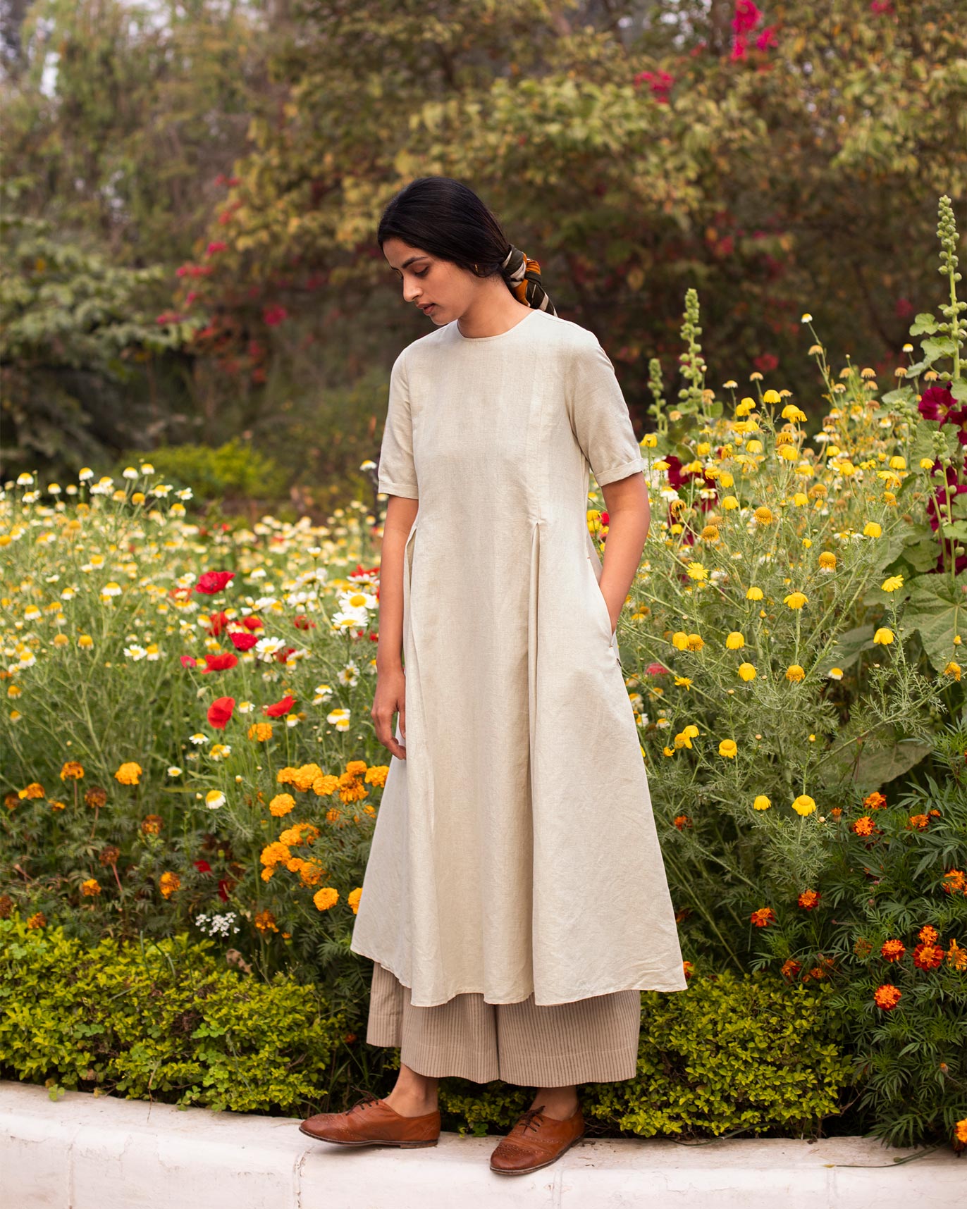 Pleat Kurta - Natural