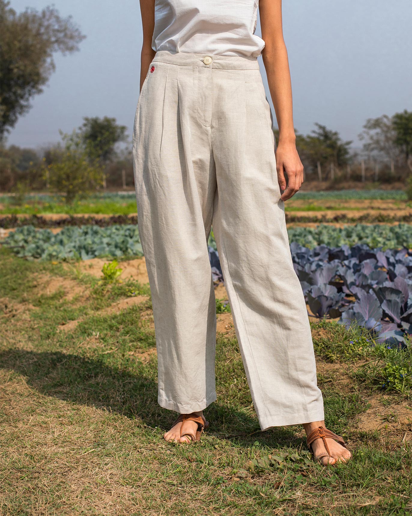 Mirage Pleated Pants - Natural