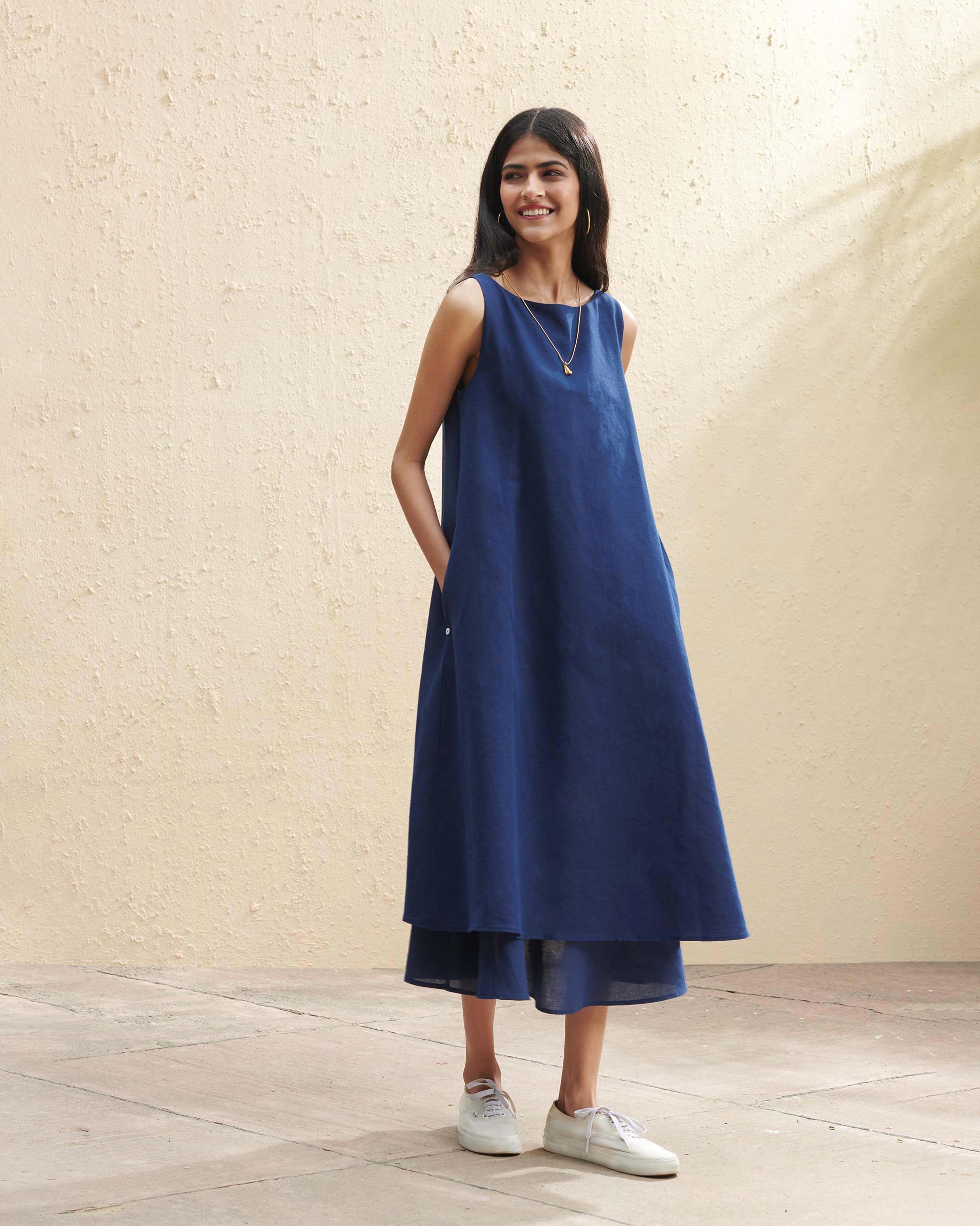 Double Layer Dress - Indigo