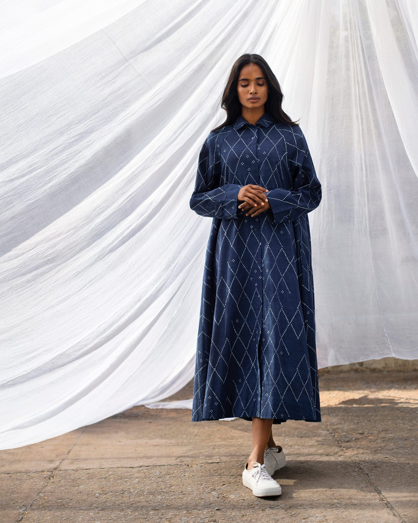 Panelled Kurta - Indigo
