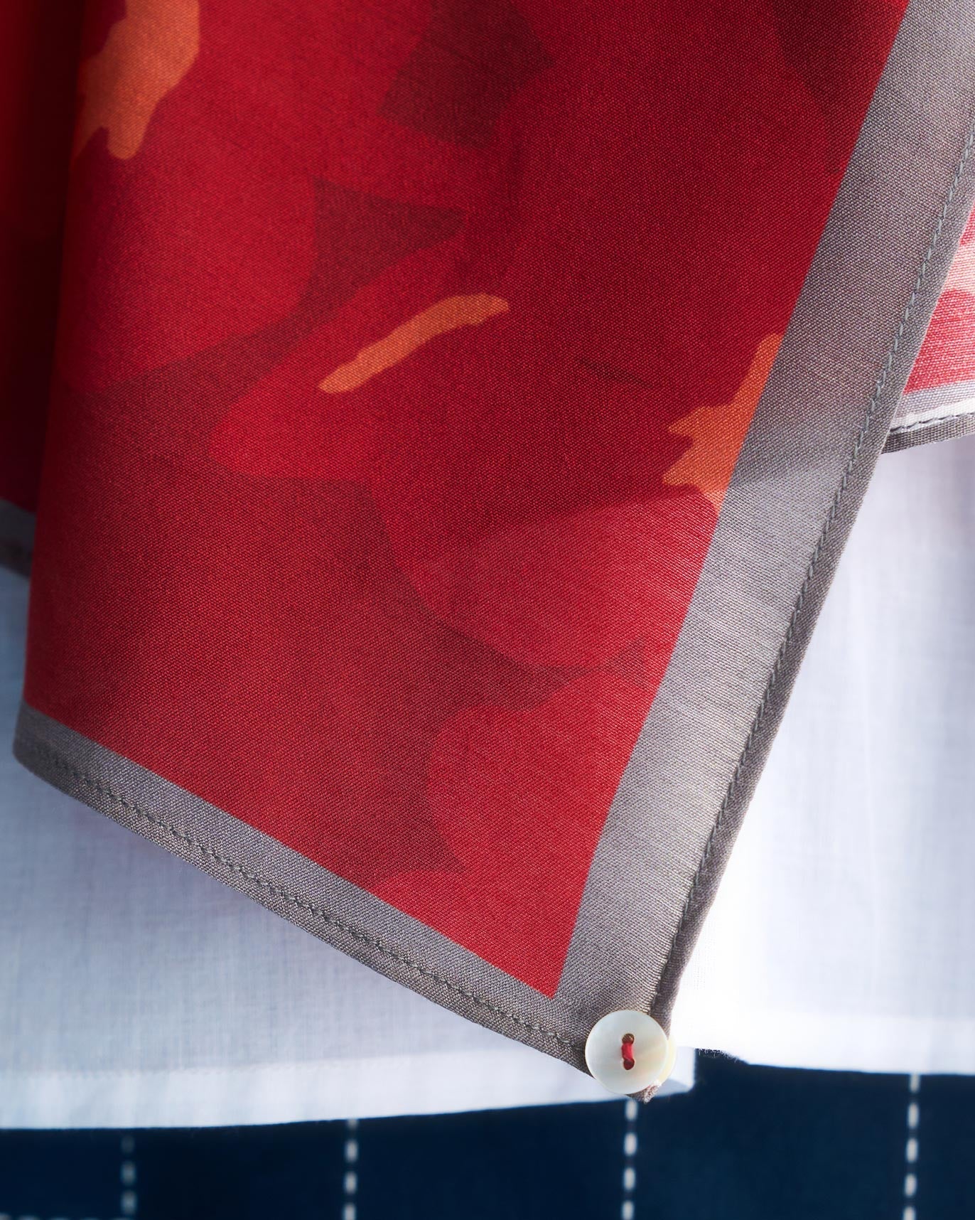 Burma Scarf - Red & Ivory