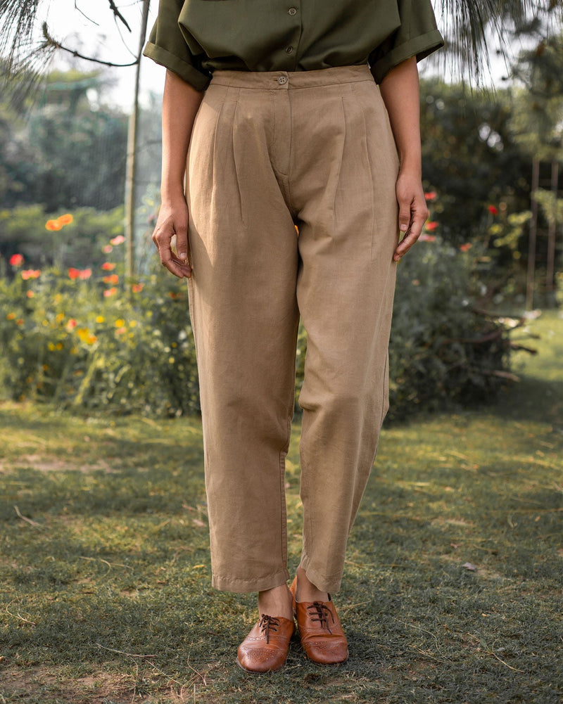 Front Pleat Pant - Tan
