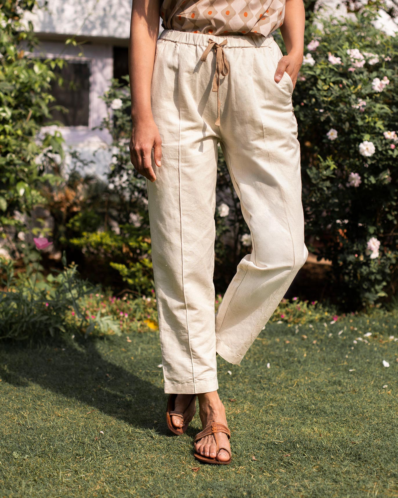 Drawstring Narrow Bottom - Natural