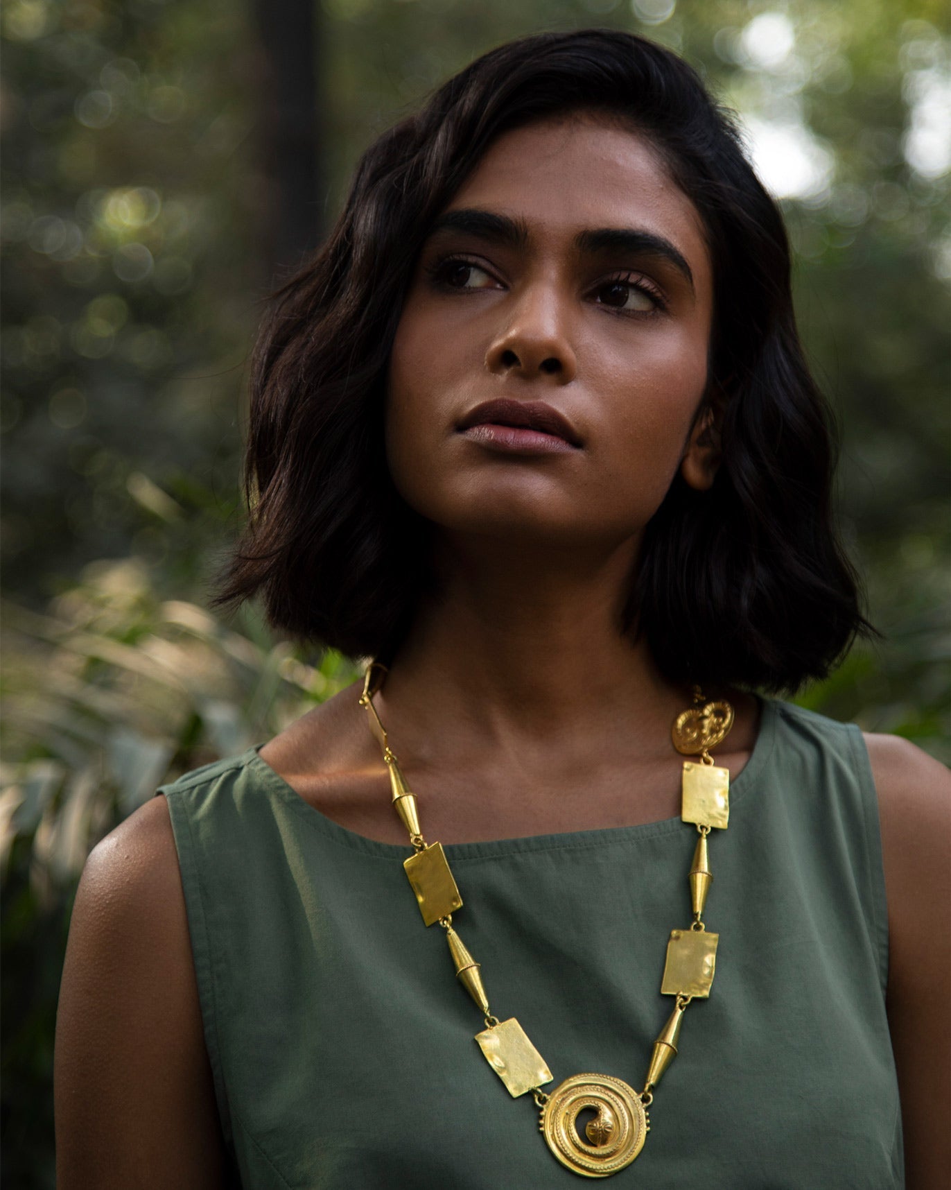 Africa Necklace With the Snake & Ram - Gold