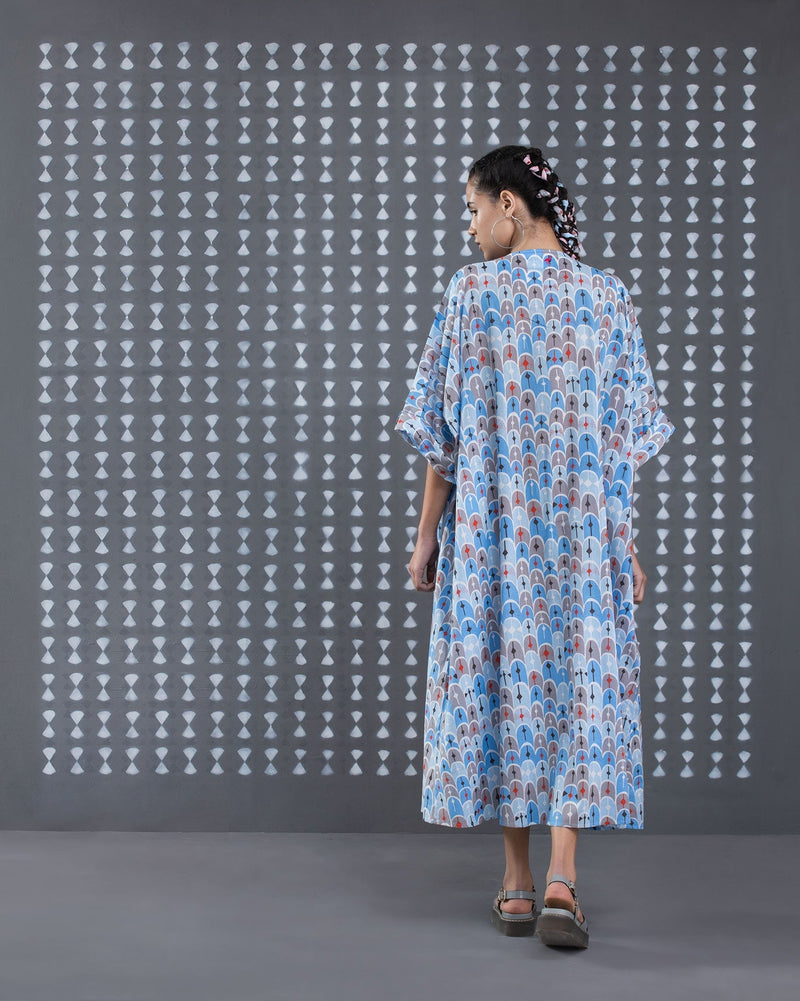 Front Gathered Kaftan - Blue