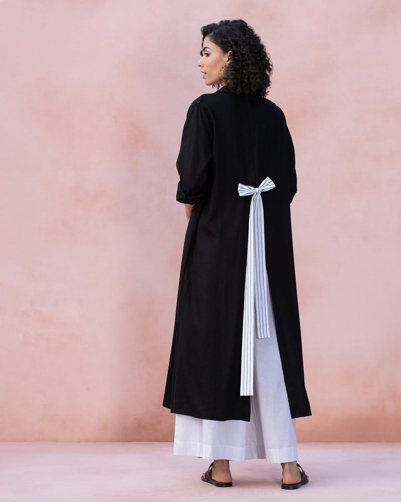 Back Knot Kurta - Black