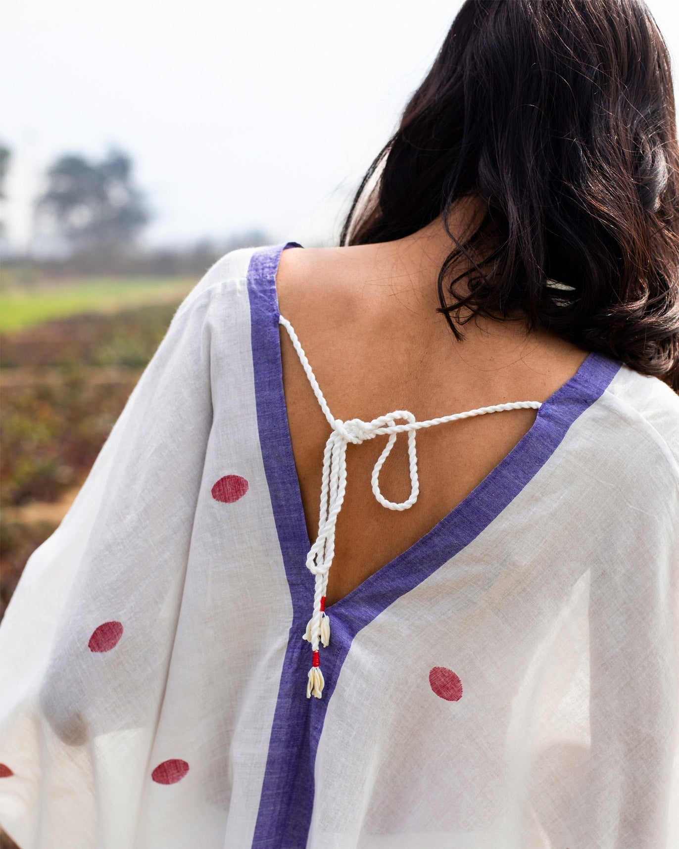 Dori Top - Ivory & Red