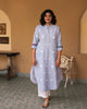 Basic Long Length Kurta - Grey & Ivory