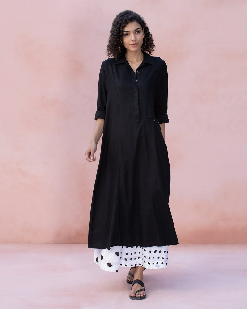 Back Knot Kurta - Black