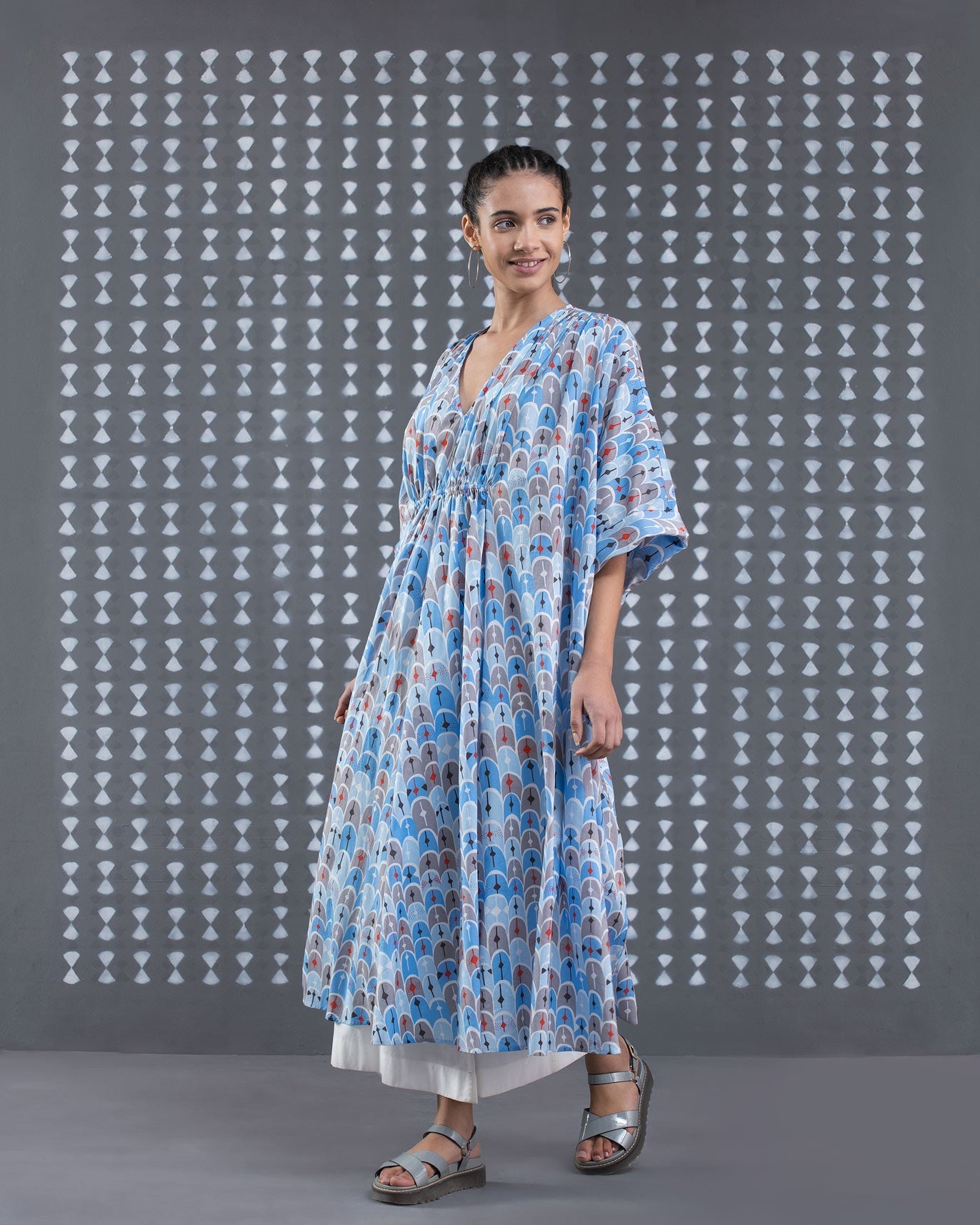 Front Gathered Kaftan - Blue