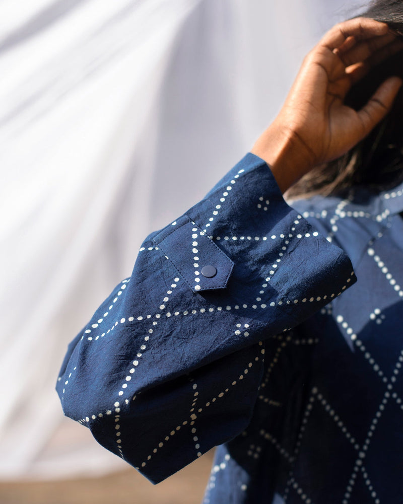 Panelled Kurta - Indigo