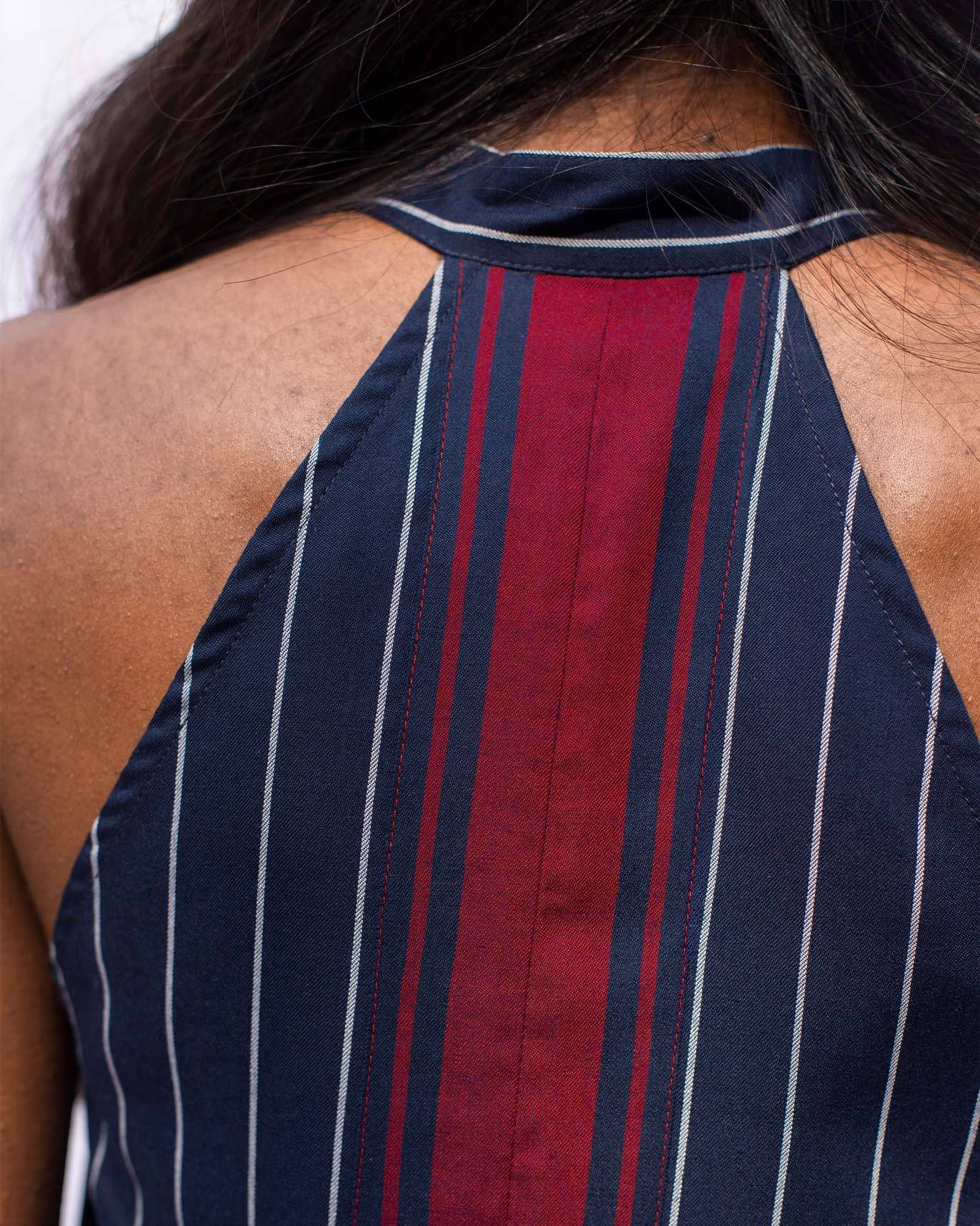 Halter Top - Navy & White