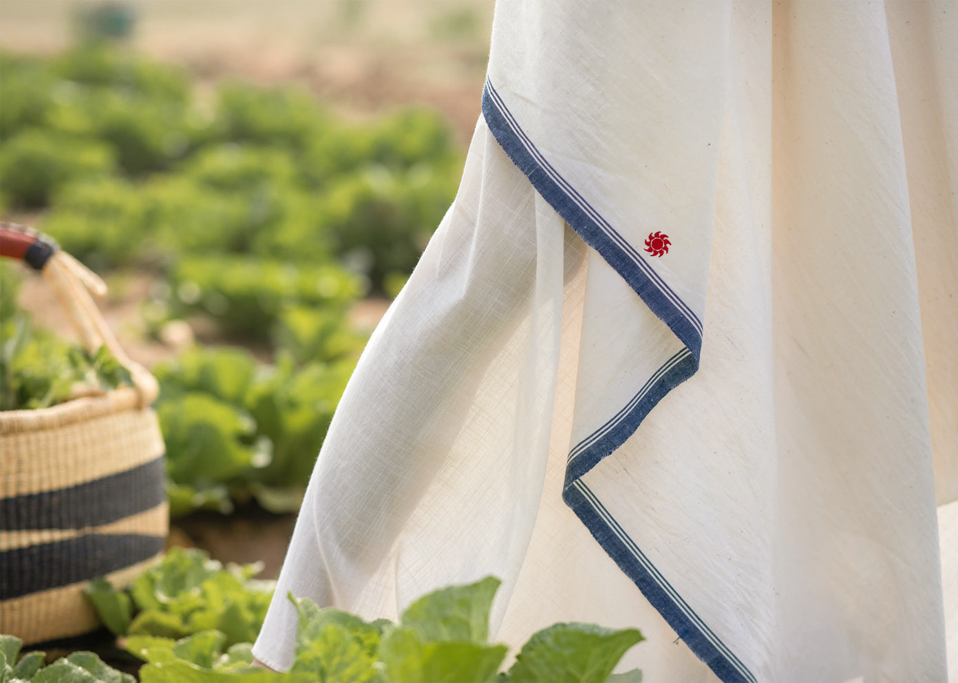 Halter Dress - Ivory & Blue