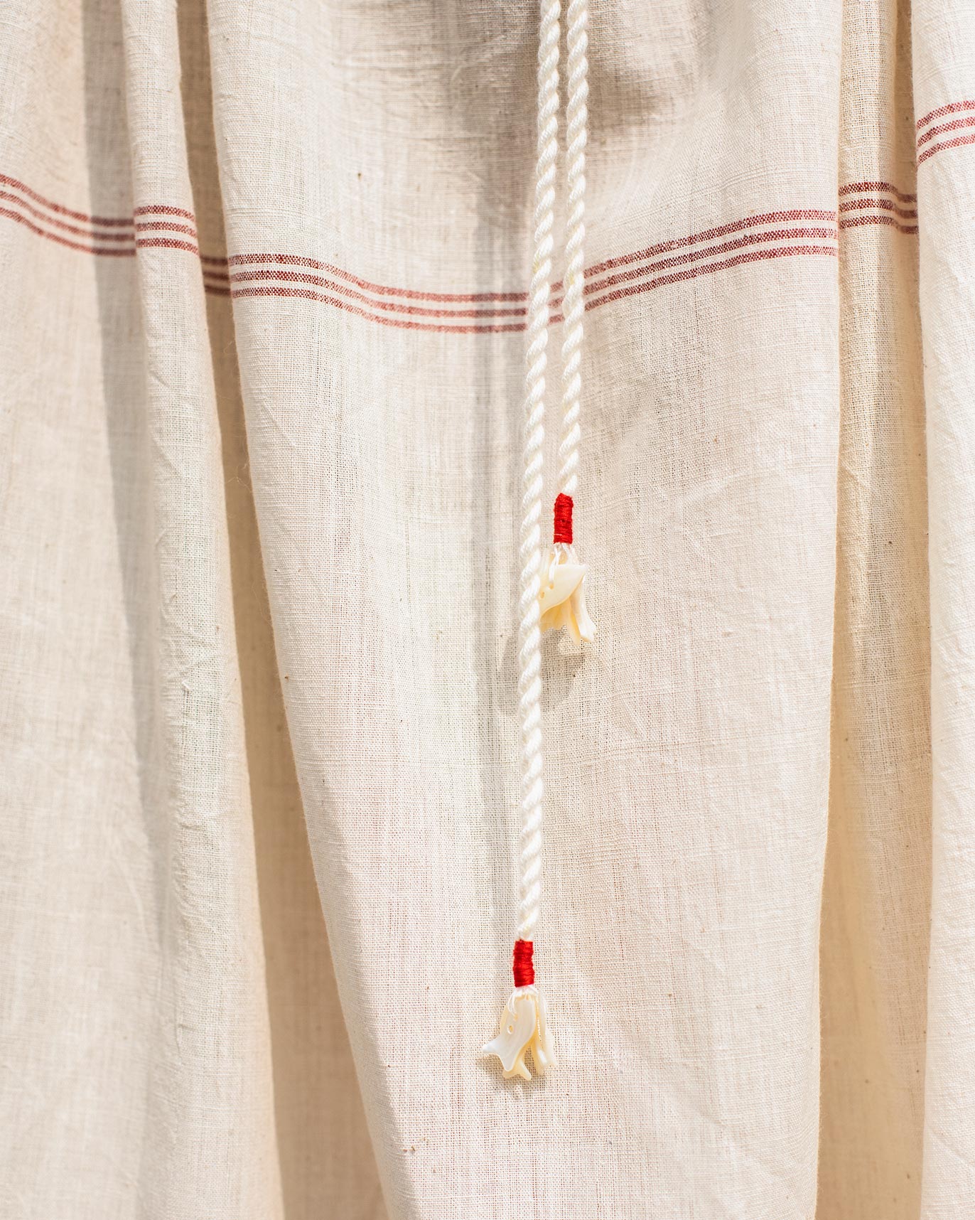 Gathered Neck Jumpsuit - Ivory & Red