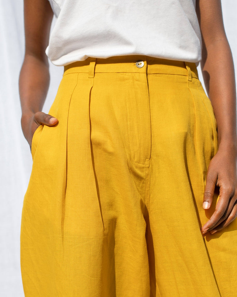 High Waist Pants - Ochre