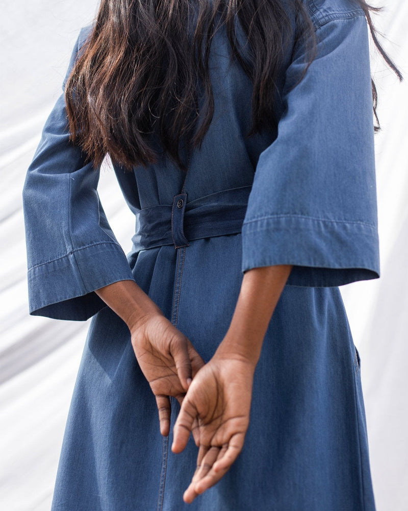 Longline Shirt Dress - Blue