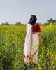 Mahi Sari - Ivory & Red