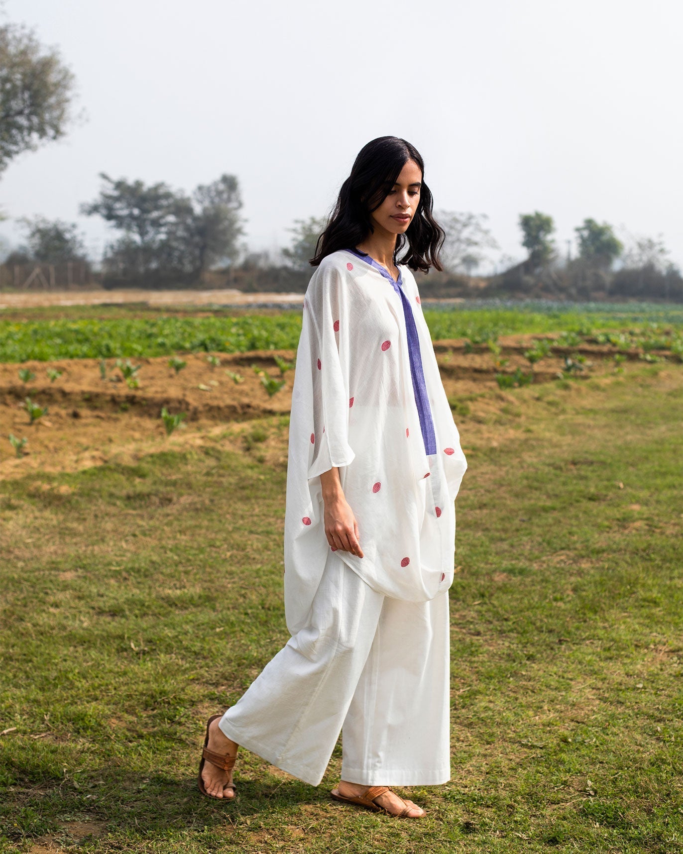 Dori Top - Ivory & Red