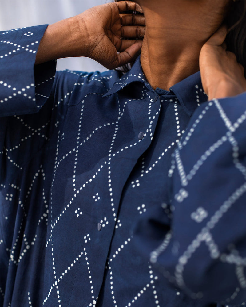 Panelled Kurta - Indigo