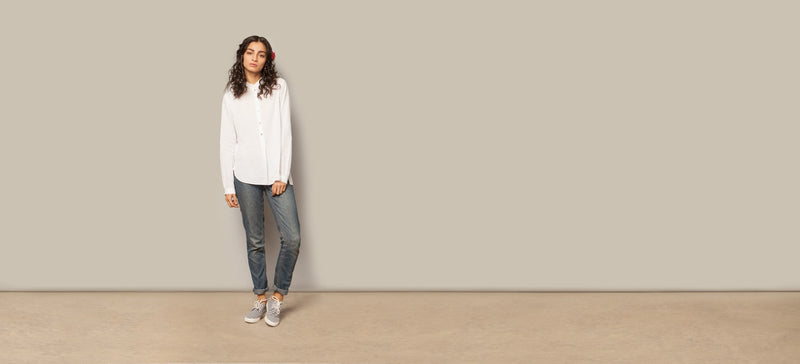 Mandarin Collar Top - White